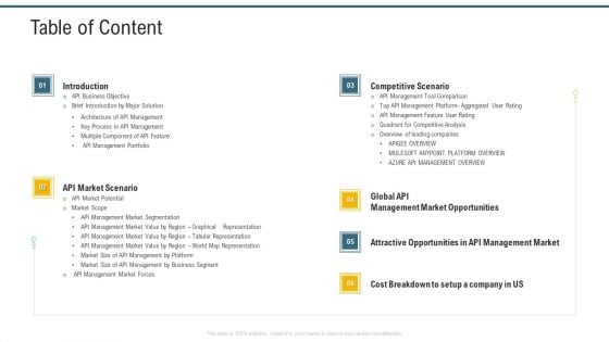 Application Programming Interface Administrative Marketplace Table Of Content Ppt Model Images PDF