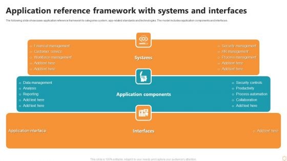 Application Reference Framework With Systems And Interfaces Ppt Layouts Clipart Images PDF