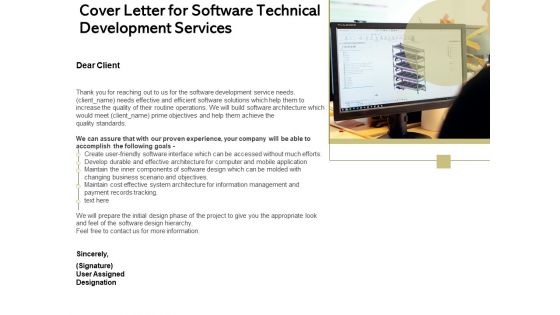 Application Technology Cover Letter For Software Technical Development Services Topics PDF