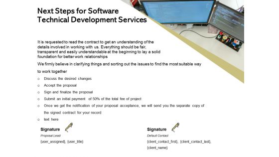 Application Technology Next Steps For Software Technical Development Services Structure PDF