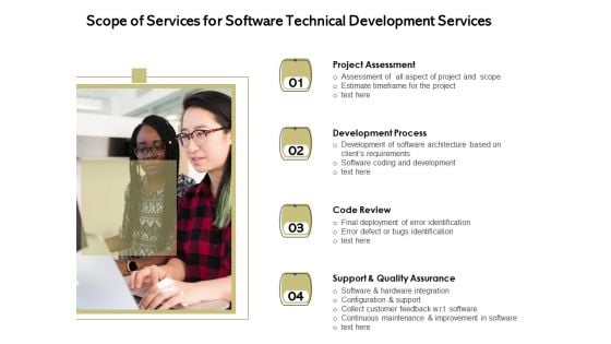 Application Technology Scope Of Services For Software Technical Development Services Designs PDF