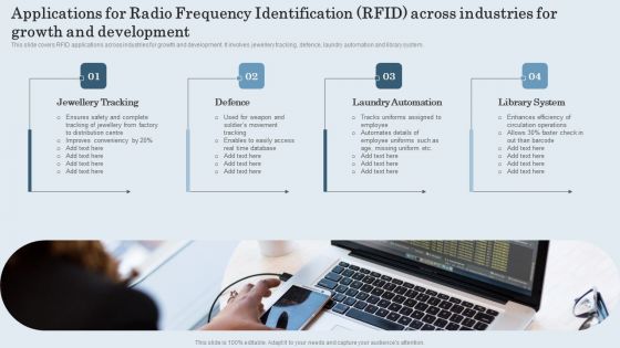 Applications For Radio Frequency Identification RFID Across Industries For Growth And Development Slides PDF