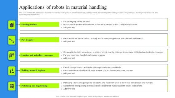 Applications Of Robots In Material Handling Sample PDF