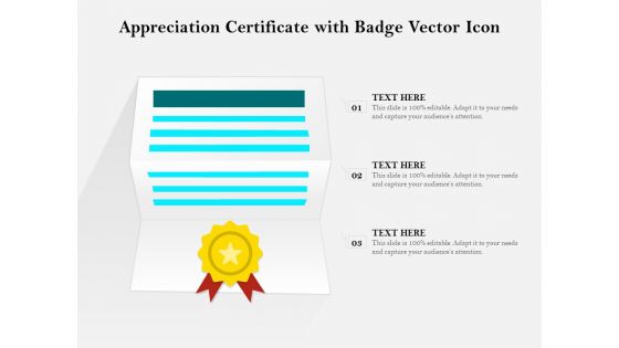 Appreciation Certificate With Badge Vector Icon Ppt PowerPoint Presentation Summary Good PDF