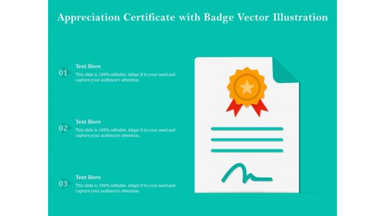 Appreciation Certificate With Badge Vector Illustration Ppt PowerPoint Presentation Portfolio Outfit PDF