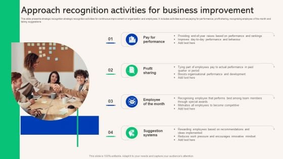 Approach Recognition Activities For Business Improvement Template PDF