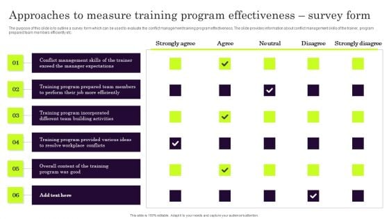 Approaches To Measure Training Program Effectiveness Survey Form Formats PDF