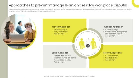 Approaches To Prevent Manage Learn And Resolve Workplace Disputes Formats PDF