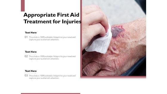 Appropriate First Aid Treatment For Injuries Ppt PowerPoint Presentation Gallery Smartart PDF