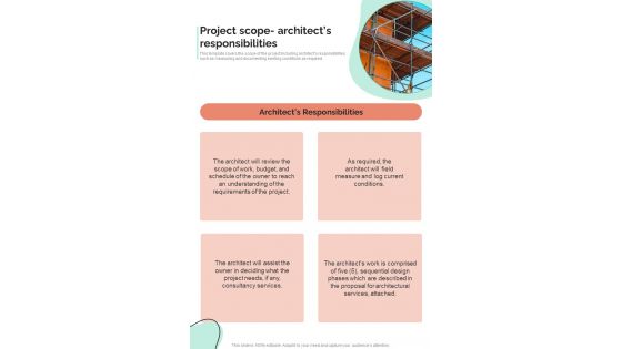 Architectural Design Services Request Project Scope Architects One Pager Sample Example Document