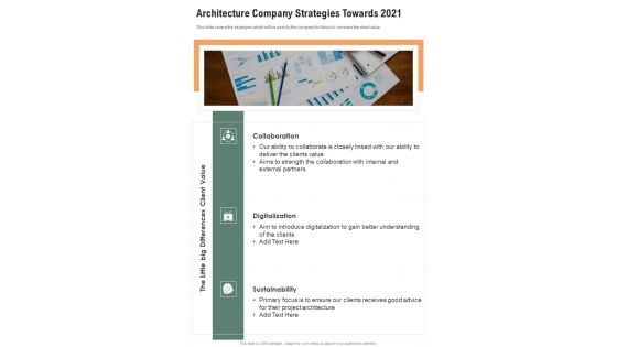 Architecture Company Strategies Towards 2021 One Pager Documents