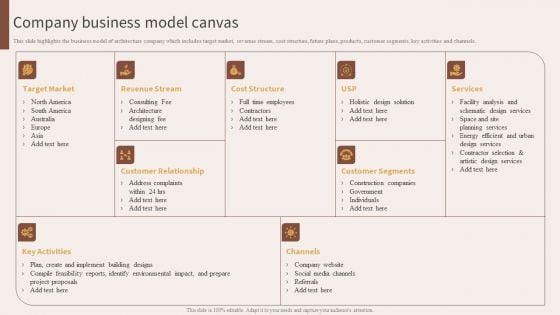 Architecture Engineering Planning Services Company Company Business Model Canvas Topics PDF