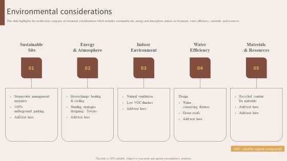 Architecture Engineering Planning Services Company Environmental Considerations Clipart PDF