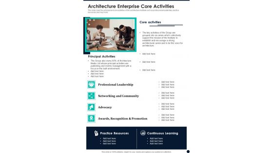 Architecture Enterprise Core Activities One Pager Documents