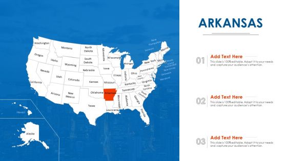 Arkansas Map PowerPoint Presentation Ppt Template PDF