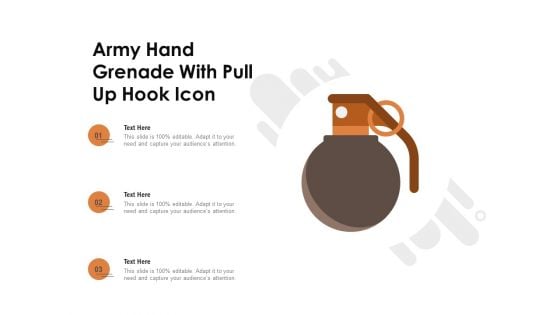 Army Hand Grenade With Pull Up Hook Icon Ppt PowerPoint Presentation Infographics Graphic Images PDF