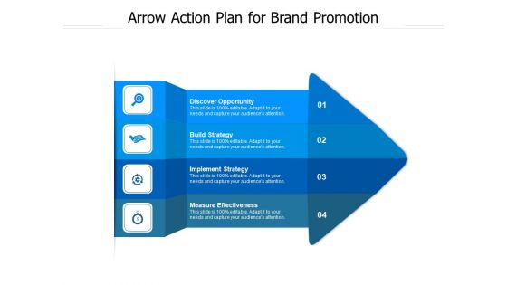 Arrow Action Plan For Brand Promotion Ppt PowerPoint Presentation Pictures Template PDF