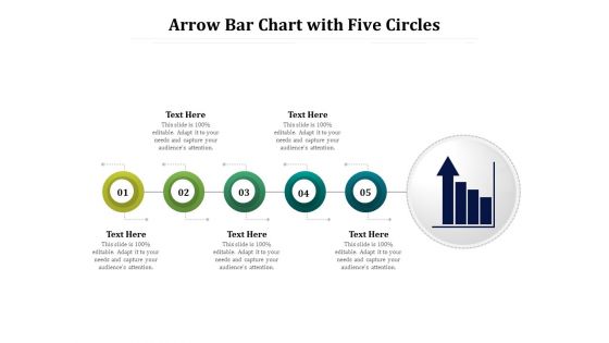 Arrow Bar Chart With Five Circles Ppt PowerPoint Presentation Gallery Design Templates PDF