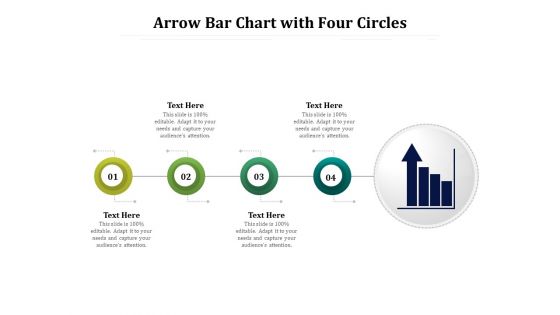 Arrow Bar Chart With Four Circles Ppt PowerPoint Presentation Icon Background Images PDF