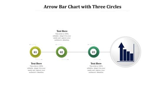 Arrow Bar Chart With Three Circles Ppt PowerPoint Presentation File Maker PDF