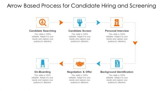 Arrow Based Process For Candidate Hiring And Screening Ppt PowerPoint Presentation File Smartart PDF