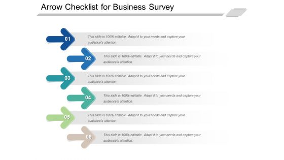 Arrow Checklist For Business Survey Ppt PowerPoint Presentation Model Slide Download PDF Arrow Checklist For Business Survey Ppt PowerPoint Presentation Model Slide Download PDF