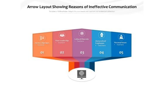 Arrow Layout Showing Reasons Of Ineffective Communication Ppt PowerPoint Presentation Rules PDF