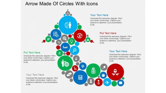 Arrow Made Of Circles With Icons Powerpoint Templates