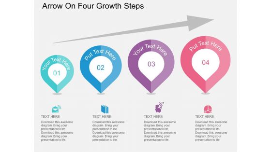 Arrow On Four Growth Steps Powerpoint Templates