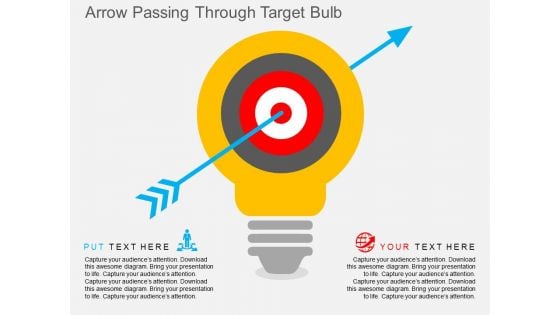 Arrow Passing Through Target Bulb Powerpoint Templates