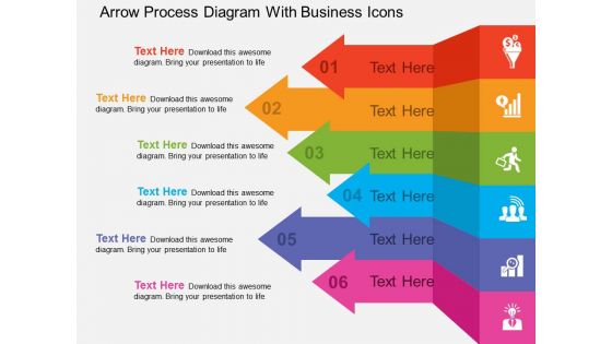 Arrow Process Diagram With Business Icons Powerpoint Templates