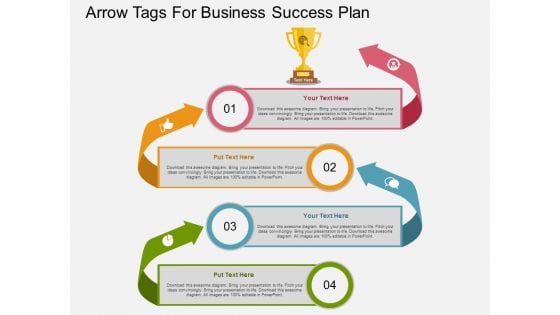 Arrow Tags For Business Success Plan Powerpoint Template