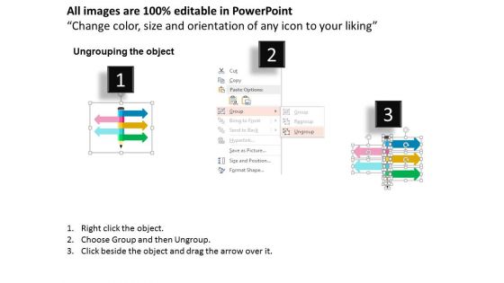 Arrow Tags On Pencil With Icons Powerpoint Template