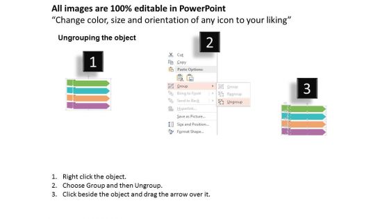 Arrow Tags With Four Icons Powerpoint Template