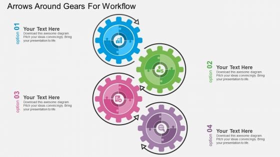 Arrows Around Gears For Workflow Powerpoint Templates