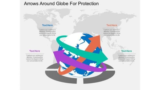 Arrows Around Globe For Protection Powerpoint Templates