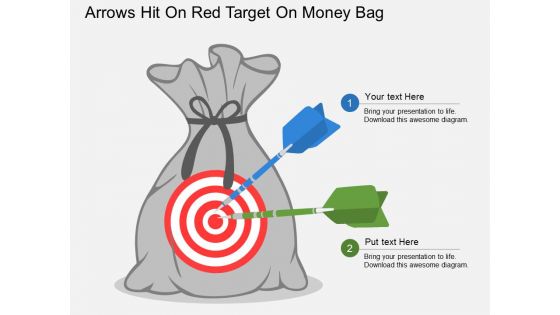 Arrows Hit On Red Target On Money Bag Powerpoint Template