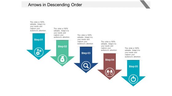 Arrows In Descending Order Ppt PowerPoint Presentation Professional Inspiration