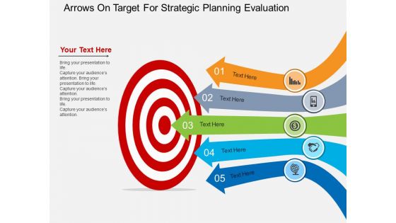 Arrows On Target For Strategic Planning Evaluation Powerpoint Template