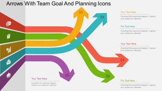 Arrows With Team Goal And Planning Icons Powerpoint Templates