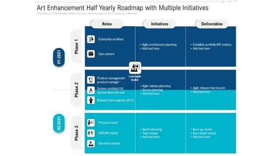 Art Enhancement Half Yearly Roadmap With Multiple Initiatives Diagrams