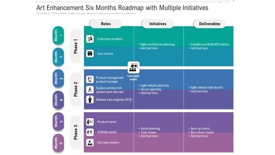 Art Enhancement Six Months Roadmap With Multiple Initiatives Portrait