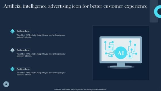 Artificial Intelligence Advertising Icon For Better Customer Experience Structure PDF