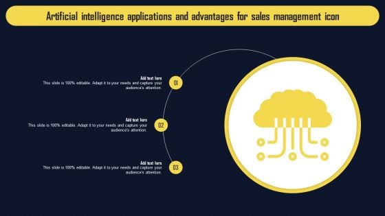 Artificial Intelligence Applications And Advantages For Sales Management Icon Information PDF