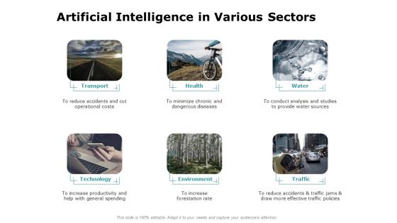 Artificial Intelligence In Various Sectors Ppt Portfolio File Formats PDF