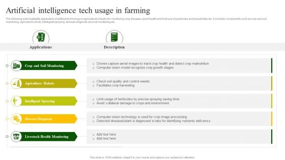Artificial Intelligence Tech Usage In Farming Ideas PDF