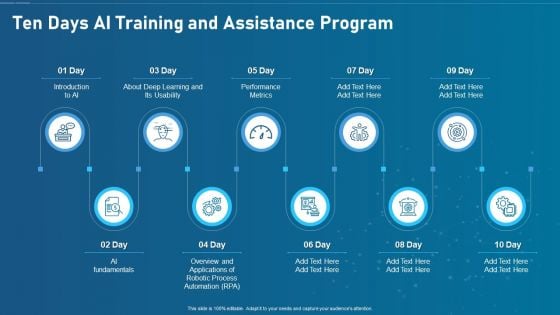 Artificial Intelligence Transformation Playbook Ten Days Ai Training And Assistance Program Brochure PDF