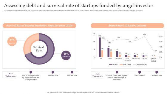 Assessing Debt And Equity Fundraising Alternatives For Business Growth Assessing Debt And Survival Rate Of Startups Background PDF