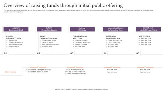 Assessing Debt And Equity Fundraising Alternatives For Business Growth Overview Of Raising Funds Through Initial Formats PDF