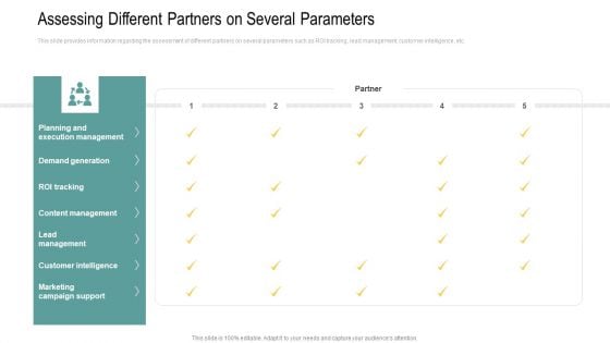 Assessing Different Partners On Several Parameters Ppt Styles Format PDF